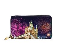 cchgnm Night London Tower Bridge Print Classic Leather Long Clutch Portafoglio, elegante portafoglio da donna con cerniera e scomparti multipli per schede.