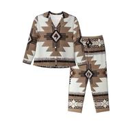 cchgnm Pigiama morbido a maniche lunghe con stampa nativa americana, pigiama da donna, Nero , L