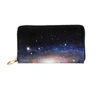 cchgnm Portafoglio lungo classico in pelle con stampa spaziale cielo stellato, elegante portafoglio da uomo sabbia con cerniera e scomparti multipli per schede.