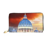 cchgnm Portafoglio lungo in pelle classica con stampa Città del Vaticano, elegante portafoglio da donna sabbia da uomo con cerniera e scomparti multipli per schede.