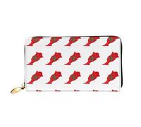 cchgnm Portafoglio lungo in pelle classica con stampa della mappa della bandiera del Marocco, elegante portafoglio da donna con cerniera e scomparti multipli per schede.