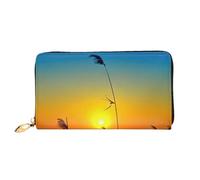 cchgnm Reeds by The River Print Classic Leather Long Clutch Portafoglio, elegante portafoglio da donna con cerniera e scomparti multipli per schede.