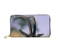 cchgnm Sable Antelope Print Classic Leather Long Clutch Portafoglio, elegante portafoglio da donna con cerniera e scomparti multipli per schede.