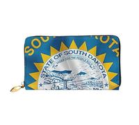 cchgnm South Dakota Flag Map Print Classic Leather Long Clutch Portafoglio, elegante portafoglio da donna con cerniera e scomparti multipli per schede.