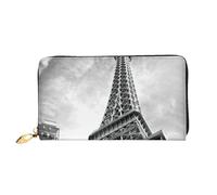 cchgnm Torre Eiffel 3 stampa classica in pelle lunga pochette portafoglio, elegante uomo sabbia portafoglio donna con cerniera e più slot per schede.