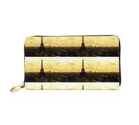 cchgnm Torre Eiffel 5 stampa classica in pelle lunga pochette portafoglio, elegante uomo sabbia portafoglio donna con cerniera e più slot per schede.