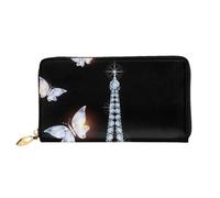 cchgnm Torre Eiffel 6 stampa classica in pelle lunga pochette portafoglio, elegante uomo sabbia portafoglio donna con cerniera e più slot per schede.