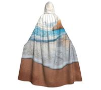cchgnm Water Rush To Tropical Beach Print Halloween Role Playing Costume, Vestaglia medievale retrò mago, mantello da cavaliere con cappuccio per adulti per uomini e donne