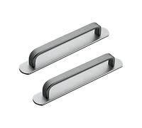 CcHhyyt 2 maniglie autoadesive in lega di alluminio per armadio con porta scorrevole autoadesiva, per porte e mobili, da incollare per frigorifero, credenze della cucina, cassetti (160 mm, grigio)