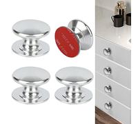 CcHhyyt 4 Pezzi Maniglie Autoadesive Per Armadi Pomelli autoadesivi in alluminio Per Cassetti Pomelli d'argento Maniglie Ausiliarie Per Armadi da Cucina Frigorifero Porta Scorrevole (Argento)