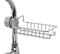 CcHhyyt Organizzatore per lavello in acciaio inox per lavello da cucina, con ripiano antiscivolo per saponespugnastrofinacciolavello, supporto in spugna, supporto per rubinetto (organizer per