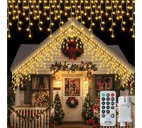 CCILAND Ghirlanda di luci per esterni, 14 m 360 LED Ghiaia di Natale con timer a distanza, impermeabile 8 modalità di illuminazione natalizia per casa, balcone, portico, festa, bianco caldo