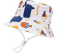 Ccipotatoo Cappello da pescatore regolabile per bambini, cappello da spiaggia traspirante per ragazzi e ragazze, Balena Bianca, L