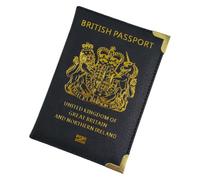 Ccipotatoo Custodia per passaporto britannico, portatile, per donne e uomini, in pelle PU, organizer per passaporto, carte di credito, carte d'imbarco, 1-Nero.