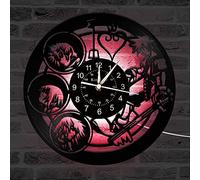 Ccipotatoo Orologio da parete in vinile, Kingdom Hearts carattere 3D decorazione della parete grande orologio, luci colorate LED orologio da parete fatto a mano