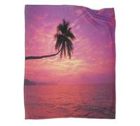 CCIZFMQ Albero di cocco Coperta Stampa 3D Cielo rosa viola Tiro Bambini Per Tutte Le Stagioni Peluche Microfibra Coperta Da Viaggio Leggera Per Divano Letto E Divano Per Adulti 70x80inch(180x200cm)