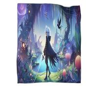 CCIZFMQ Swordsman capelli bianchi Tiro Bambini Coperta Stampa 3D Enchanted Forest Peluche Microfibra Per Tutte Le Stagioni Coperta Da Viaggio Leggera Per Divano Letto Per Adulti 40x50inch(100x130cm)
