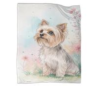 CCIZFMQ Terrier dello Yorkshire Stampa 3D Fiori rosa Coperta Tiro Bambini Coperta Da Viaggio Leggera Per Tutte Le Stagioni Peluche Microfibra Per Divano Letto E Divano Per Adulti 70x80inch(180x200cm)