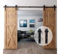 CCJH 183 cm/6FT Hardware per porte scorrevoli Kit di accessori per porte scorrevoli in granaio,Kit per porte in legno doppio