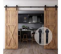 CCJH 274 cm/9FT Hardware per porte scorrevoli Kit di accessori per porte scorrevoli in granaio,Kit per porte in legno doppio