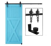 CCJH 5FT/152cm Sistema di binari per porte scorrevoli in legno per porte scorrevoli per porte singole a forma di fiore, nero