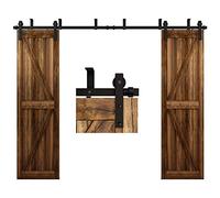 CCJH 8FT-2.46M Binario per Porta Scorrevole Doppia Anta Kit a Soffitto Set con Sistema di Guide a Staffa a Forma di L