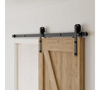 CCJH Binario per Porta Scorrevole Kit 224cm(7.5FT) Binario Scorrevole Esterno Muro Completo Accessori per Porte Scorrevoli Singole, Nero