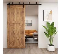 CCJH Kit di Supporto per Binario di Porta Scorrevole a Soffitto da 200cm/6.6FT, Set di Guide per Porta in Legno Singola (Forma J)