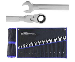 CCLIFE 14 Pezzi Set Chiavi a Cricchetto flessibile 8-22 mm Cr-V 72 Denti Chiavi a Cricchetto Snodate