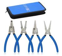 CCLIFE 4 Pezzi Pinza per Seeger 175 mm con Maniglie Antiscivolo Pinza anelli kit Pinze Seeger interni esterni