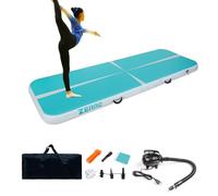 CCLIFE Air Track Tappetino Ginnastica Artistica 4m 20cm con Borsa il Trasporto Pompa aria Casa Yoga Campeggio Palestra Formazione Cheerleading Blu-verde