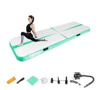 CCLIFE Air Track Tappetino Ginnastica Artistica 4m 20cm con Borsa il Trasporto Pompa aria Casa Yoga Campeggio Palestra Formazione Cheerleading Righe, Verde