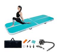 CCLIFE Air Track Tappetino Ginnastica Artistica 5m 10cm con Borsa il Trasporto Pompa aria Casa Yoga Campeggio Palestra Formazione Cheerleading Blu-verde