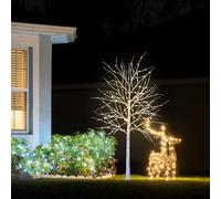 CCLIFE Albero Luminoso da Interno Led Esterno Albero Fatato Lampada Natale,Lampada Albero di Betulla Bianca,Bianco Caldo,IP44,180 cm,200 LED,CushHom