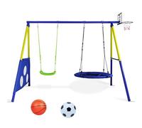 CCLIFE Altalena da Giardino per Bambini 200kg Altalena Multifunzione 4-in-1 per Bambini con Telaio in Metallo Set di Altalene da Giardino