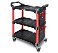 CCLIFE Carrello Portautensili 3 Piani con Ganci per Piastre Appese, da Officina e Montaggio 87x43x66 cm, Capacità di Carico 150 kg