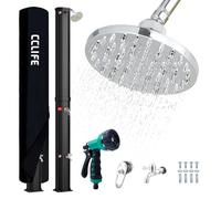 CCLIFE Doccia Solare da Giardino 40 Litri, Doccia fotovoltaica/Solare da Esterno con Rubinetto e soffione a Pioggia, con Guscio di Protezione