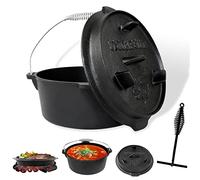 CCLIFE Dutch Oven - Set da 4/6/9 litri, in ghisa, con pentola, per barbecue, campeggio