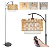 CCLIFE Lampada da terra Piantana LED E27 Lampada ad Arco 2700-6000K, interruttore a pedale Testa della lampada ruotabile a 360°, doppio paralume beige, altezza regolabile da 160 cm a 175 cm CushHom