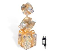 CCLIFE LED Regalo Decorazione Natalizia Set di 3, Versione a corrente, LED Decorazione di Natale Scatole Regalo Natalizie Luminose, CushHom
