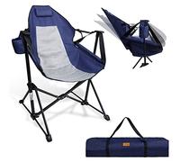 CCLIFE Sedia a Dondolo da Esterno,Sedia Campeggio Pieghevole Portatilecon Poggiatesta e Portabibite-Respaldo Regolabile Traspirante-Ideale per Spiaggia, Giardino, Campeggio, Pesca, Capacità XXL 150 kg