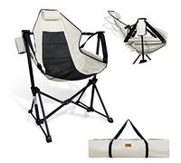CCLIFE Sedia a Dondolo da Esterno,Sedia Campeggio Pieghevole Portatilecon Poggiatesta e Portabibite-Respaldo Regolabile Traspirante-Ideale per Spiaggia, Giardino, Campeggio, Pesca, Capacità XXL 150 kg
