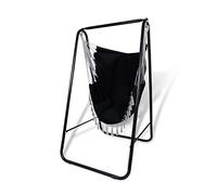 CCLIFE Sedia Amaca con supporto Sedia Sospesa Poltrona Sospesa da Giardino per interno Esterno Giardino Capacità di Carico 100 kg, Color:Nero