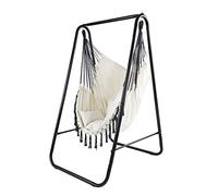 CCLIFE Sedia Amaca con supporto Sedia Sospesa Poltrona Sospesa da Giardino per interno Esterno Giardino Capacità di Carico 100 kg, Color:Beige