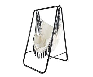 CCLIFE Sedia Amaca con supporto Sedia Sospesa Poltrona Sospesa da Giardino per interno Esterno Giardino Capacità di Carico 100 kg, Color:Beige