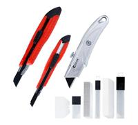 CCLIFE Set 3 Coltelli Universali con 30 Lame di Ricambio 9 mm e 18 mm | 3 coltelli | 9 mm e 18 mm | 30 lame SK5 e acciaio al carbonio | corpo in alluminio | impugnatura PP | antiscivolo