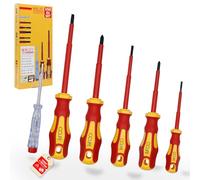 CCLIFE Set 6 cacciaviti isolati VDE 1000V con Tester Tensione Phillips PH1 PH2 Impugnatura Antiscivolo