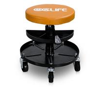 CCLIFE Sgabello da Officina Regolabile con Ruote in Altezza 2 Ripiano 380-500 mm 150 kg Arancione