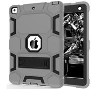 CCMAO Custodia per iPad 6a/5a generazione (9,7 pollici, 2018/2017), iPad Air 2a generazione (2014) con cavalletto, custodia protettiva ibrida antiurto per iPad 9.7 per bambini, grigio+nero