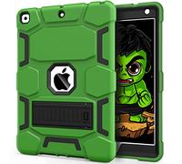 CCMAO Custodia per iPad 9a generazione, custodia per iPad 8a / 7a generazione, iPad 10.2 2021/2020/2019 custodia con cavalletto, custodia rigida ibrida ibrida a tre strati resistente agli urti, verde